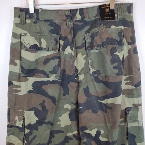 VTG Machine Jeans Camo Baggy Cargo Pants 36x30 Mens NWT Camoflage Twill Y2K - Picture 9 of 16